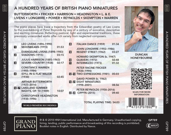 Duncan Honeybourne : A Hundred Years Of British Piano Miniatures (CD, Album)