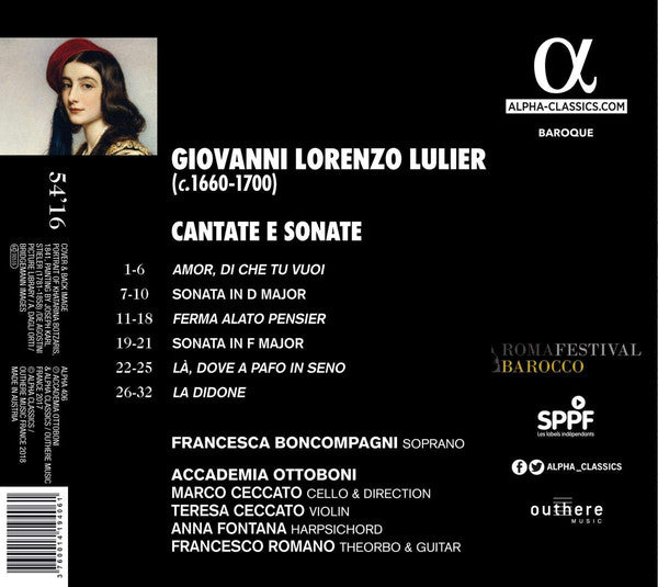 Giovanni Lorenzo Lulier, Francesca Boncompagni, Accademia Ottoboni, Marco Ceccato : Cantate E Sonate (CD, Album)