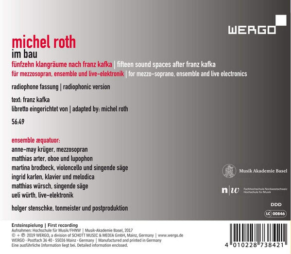 Michel Roth (2) - Æquatuor : Im Bau (15 Klangräume Nach Franz Kafka) (CD, Album)