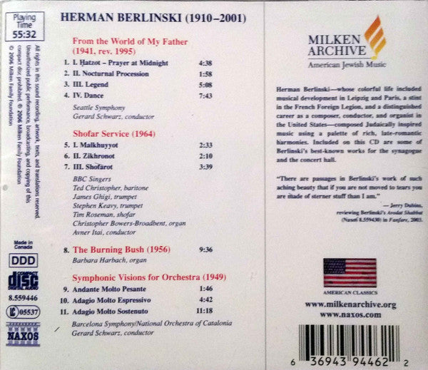 Herman Berlinski : From The World Of My Father / Shofar Service / The Burning Bush / Symphonic Visions (CD)