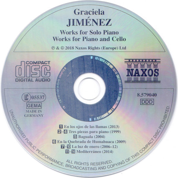 Graciela Jiménez (2) : Works For Solo Piano • Works For Piano And Cello (CD, Album)