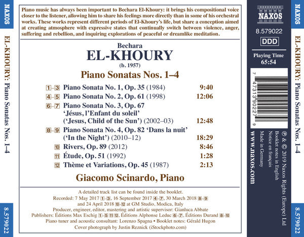 Bechara El-Khoury, Giacomo Scinardo : Piano Sonatas Nos. 1 – 4 (CD, Album)
