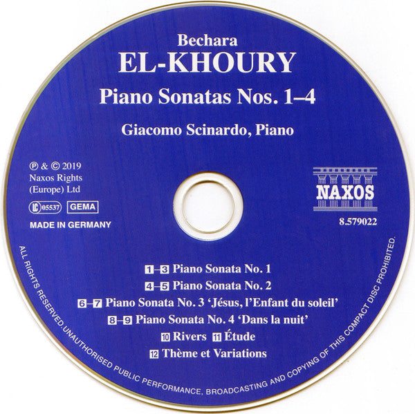 Bechara El-Khoury, Giacomo Scinardo : Piano Sonatas Nos. 1 – 4 (CD, Album)