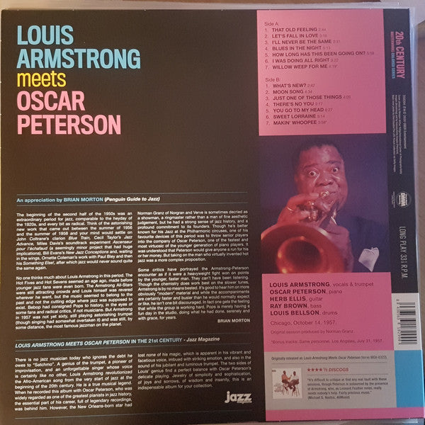 Louis Armstrong, Oscar Peterson : Louis Armstrong Meets Oscar Peterson (LP, Album, Mono, Ltd, RE, Yel)