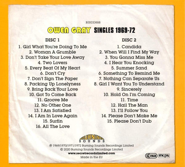 Owen Gray : Singles 1969-72 (2xCD, Comp)