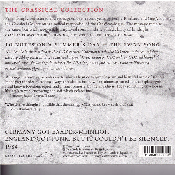 Crass : Ten Notes On A Summer's Day - The Swansong (The Crassical Collection) (CD, Single, RE, RM + CD, Comp, RE)