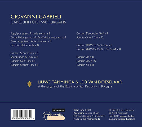 Giovanni Gabrieli, Liuwe Tamminga, Leo van Doeselaar : Dialoghi Musicali (CD)