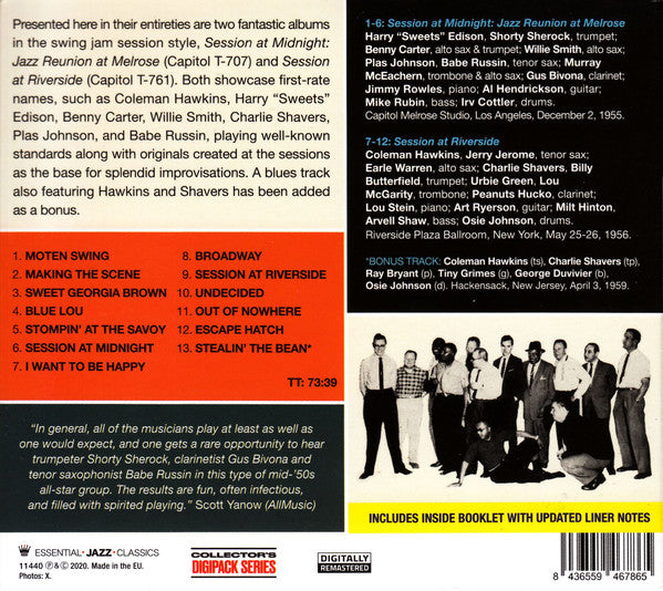 Coleman Hawkins, Harry "Sweets" Edison*, Benny Carter : Session At Midnight Plus Session At Riverside (CD, Comp)