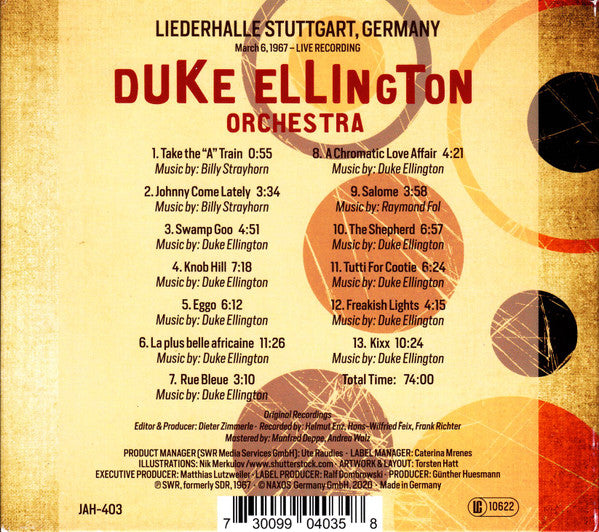 The Duke Ellington Orchestra : Liederhalle Stuttgart 1967 (CD, Album, RE)