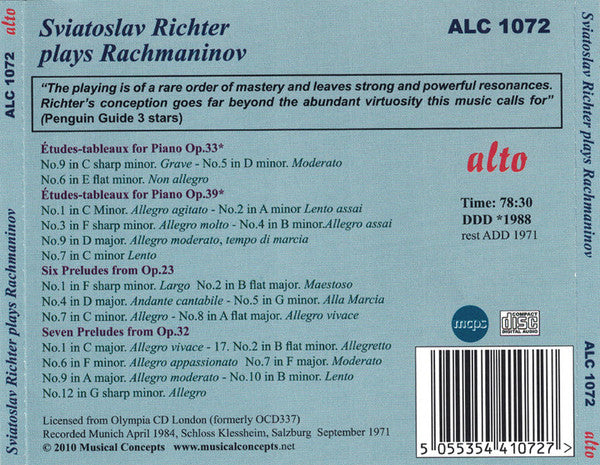 Sergei Rachmaninoff, Sviatoslav Richter : Preludes and Études-Tableaux (CD, Comp, RE)
