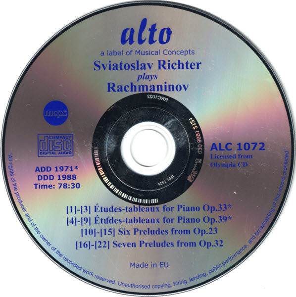 Sergei Rachmaninoff, Sviatoslav Richter : Preludes and Études-Tableaux (CD, Comp, RE)