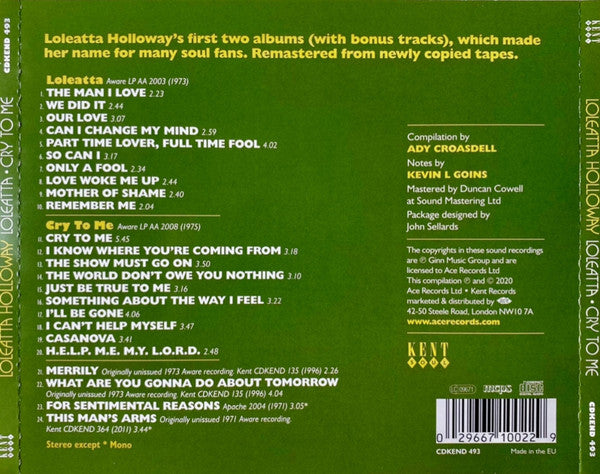 Loleatta Holloway : Loleatta • Cry To Me (CD, Comp, Mono, RM)