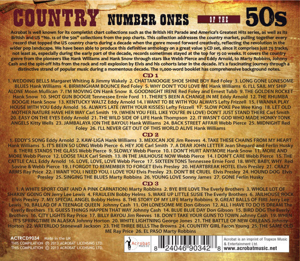 Various : Country Number Ones Of The 50s (3xCD, Comp, RE + Box, Comp, RE)