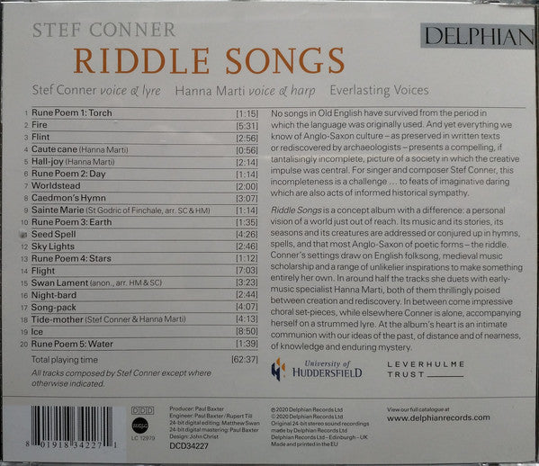 Stef Conner, Hanna Marti, Everlasting Voices : Stef Conner Riddle Songs (CD, Album)