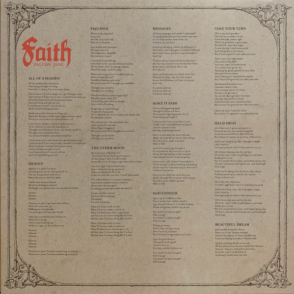 Falcon Jane : Faith (LP, Album, Ltd, Tra)