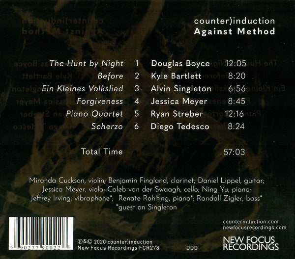 counter)induction - Douglas Boyce (2), Kyle Bartlett, Alvin Singleton, Jessica Meyer (3), Ryan Streber, Diego Tedesco : Against Method (CD, Album)