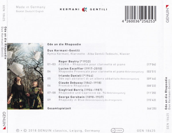 Duo Kermani-Gentili : Ode An Die Rhapsodie (CD, Album)