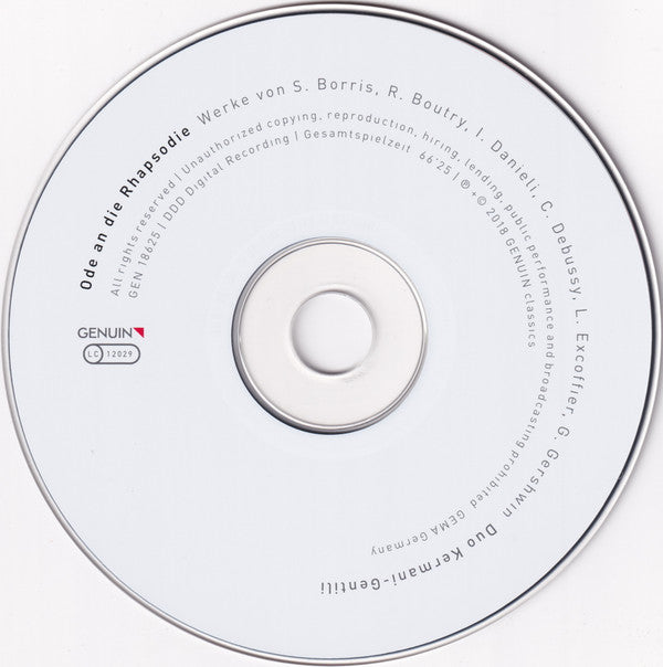 Duo Kermani-Gentili : Ode An Die Rhapsodie (CD, Album)