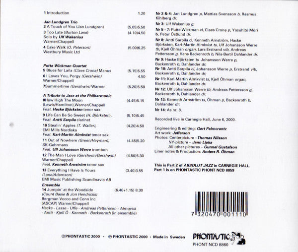 Various : The New York Invasion - Absolut Jazz In Carnegie Hall - Swedish Jazz Salutes - Vol. 2 (CD)