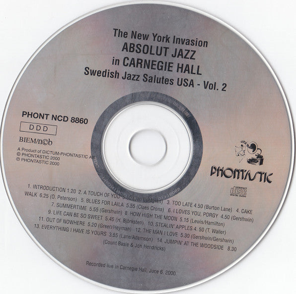 Various : The New York Invasion - Absolut Jazz In Carnegie Hall - Swedish Jazz Salutes - Vol. 2 (CD)