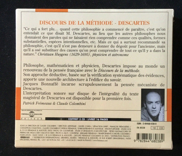 René Descartes Lu Par Jacques Bonnaffé : Discours De La Méthode (3xCD)