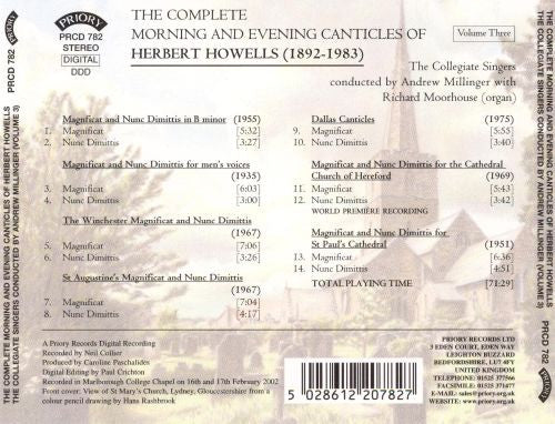 Herbert Howells, The Collegiate Singers, Andrew Millinger : The Complete Morning And Evening Canticles Of Herbert Howells, Volume Three (CD, Album)