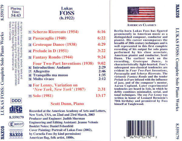 Lukas Foss, Scott Dunn : Complete Works For Solo Piano (CD, Album)