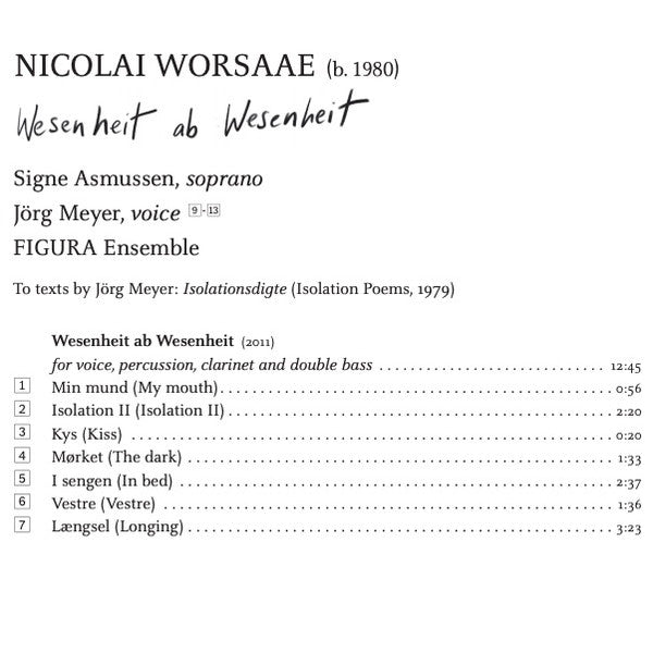 Nicolai Worsaae, Signe Asmussen, Figura Ensemble : Wesenheir Ab Wesenheit (CD, Album)