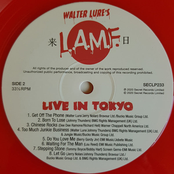Walter Lure Featuring Mick Rossi : Walter Lure's L.A.M.F. (Live In Tokyo) (LP, Red)
