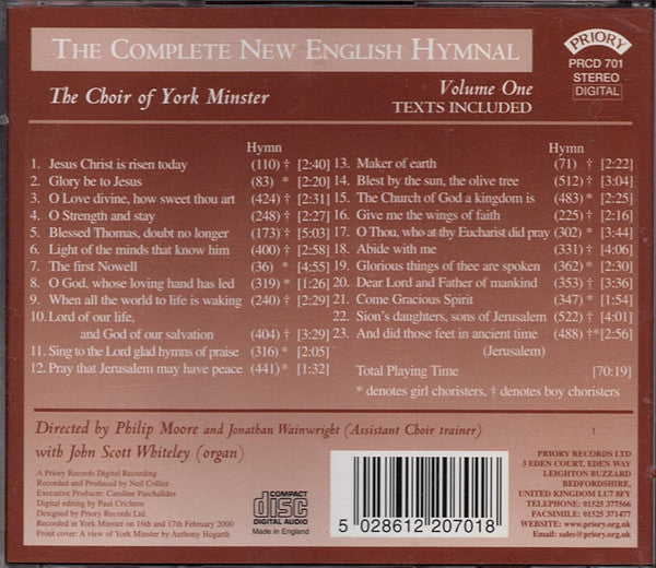 York Minster Choir Directed By Philip Moore : The Complete New English Hymnal: Volume One (CD, Album)
