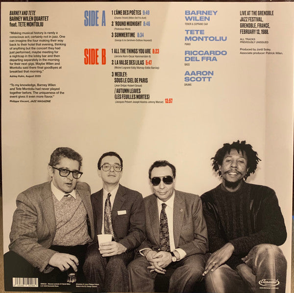 Barney Wilen Quartet Feat. Tete Montoliu : Barney And Tete (Grenoble '88) (LP, Album, RSD, Ltd, 180)