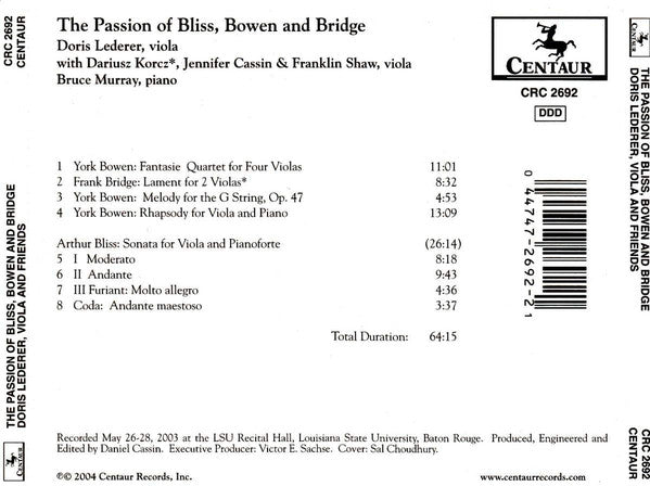 Doris Lederer : The Passion Of Bliss, Bowen And Bridge (CD, Album)