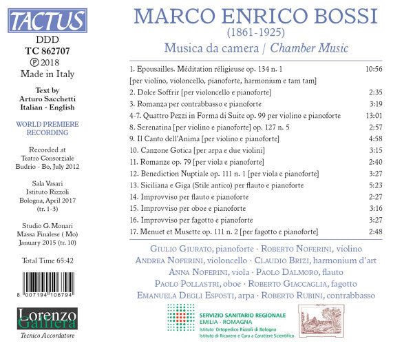 Marco Enrico Bossi : Musica Da Camera (CD, Album)