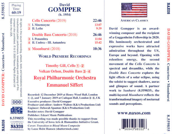 David Gompper, Timothy Gill, Volkan Orhon, Royal Philharmonic Orchestra, Emmanuel Siffert : Concertos • Moonburst (CD, Album)