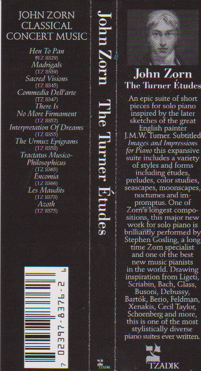 John Zorn : The Turner Études (CD, Album)