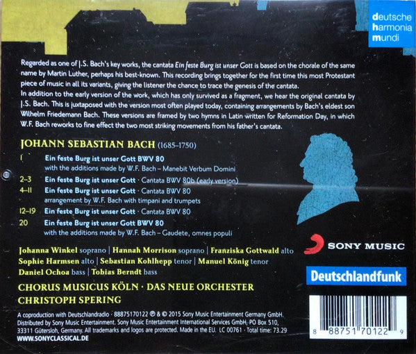 Johann Sebastian Bach, Chorus Musicus Köln, Das Neue Orchester, Christoph Spering : Ein Feste Burg Ist Unser Gott (CD, Album)