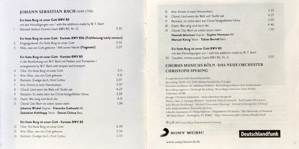 Johann Sebastian Bach, Chorus Musicus Köln, Das Neue Orchester, Christoph Spering : Ein Feste Burg Ist Unser Gott (CD, Album)