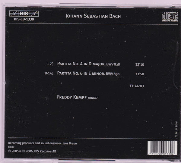 Freddy Kempf, Johann Sebastian Bach : Partitas Nºs. 4 & 6 (CD, Album)