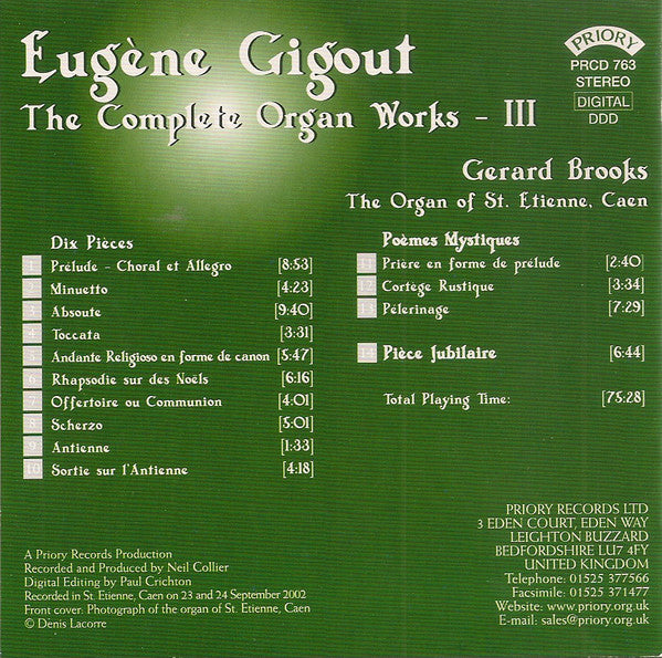 Eugène Gigout, Gerard Brooks : Eugène Gigout - The Complete Organ Works - III (CD)