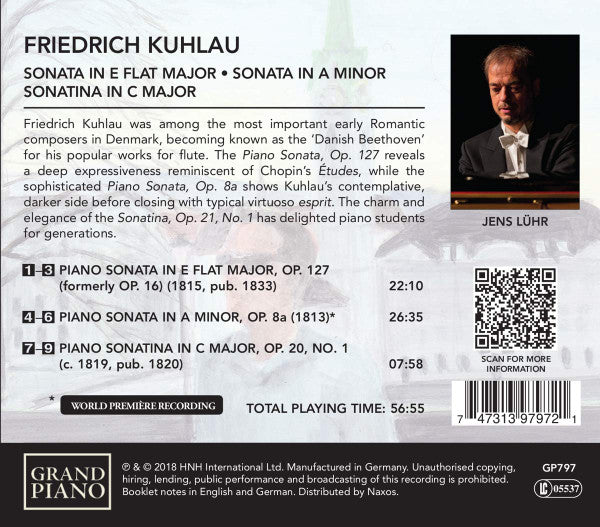 Daniel Friedrich Rudolph Kuhlau, Jens Lühr : Piano Works (CD, Album)