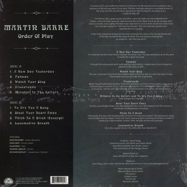 Martin Barre : Order Of Play (LP, Album, Ltd, RE, Blu)