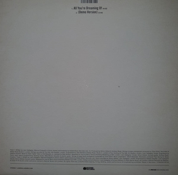 Liam Gallagher : All You're Dreaming Of... (12", S/Sided, Single, Etch, Ltd, Whi)