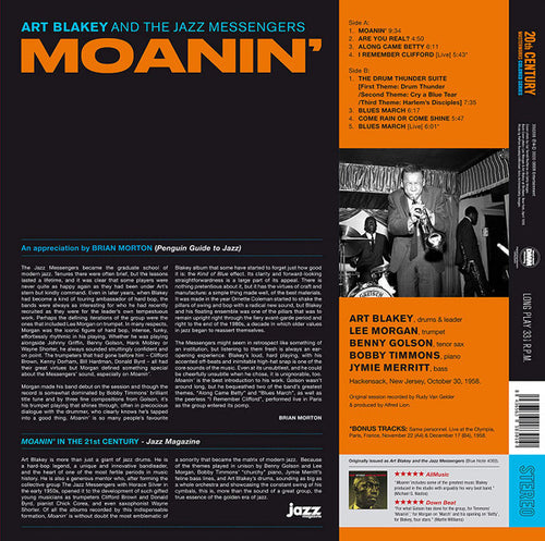 Art Blakey & The Jazz Messengers : Moanin' (LP, Album, RE, 180)