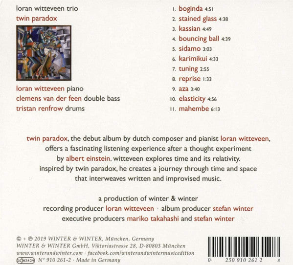 Loran Witteveen Trio With  Clemens van der Feen And Tristan Renfrow : Twin Paradox (CD, Album)