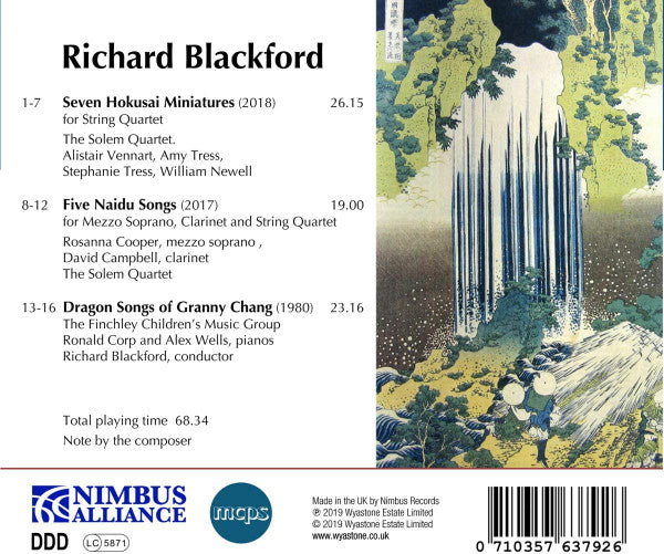 Richard Blackford - Solem Quartet, Rosanna Cooper, David Campbell (6), Finchley Children's Music Group : Dragon Songs, Five Naidu Songs, Seven Hokusai Miniatures (CD, Album)