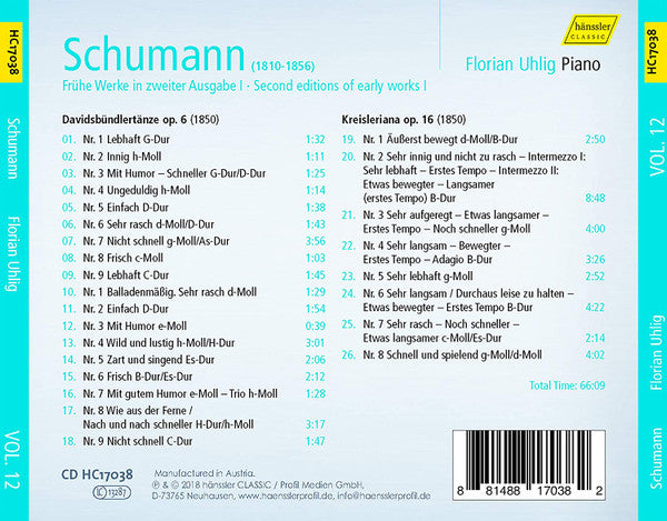 Robert Schumann, Florian Uhlig : Second Editions Of Early Works I (CD, Album)