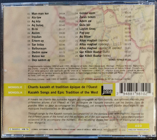Kazakhs : Mongolie - Chants Kazakh Et Tradition Épique De L'Ouest = Mongolia - Kazakh Songs And Epic Tradition Of The West (CD, RE)