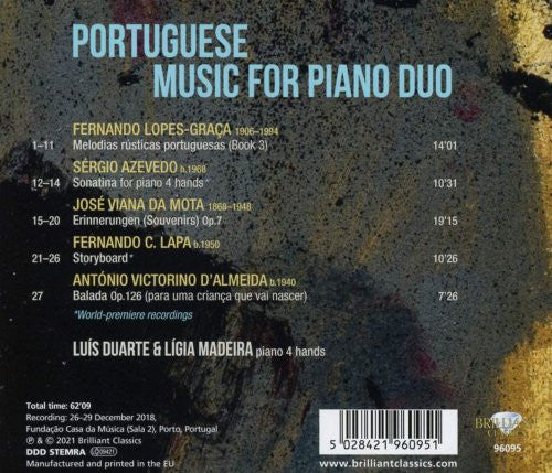 Luís Duarte (6), Lígia Madeira, Fernando Lopes-Graça, Sérgio Azevedo, José Viana da Mota, Fernando Lapa, António Victorino D'Almeida : Portuguese Music For Piano Duo (CD, Album)