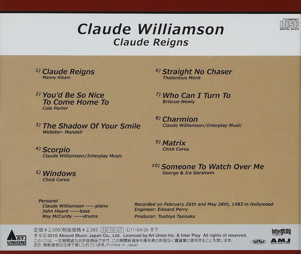 Claude Williamson : Claude Reigns (CD, Album)