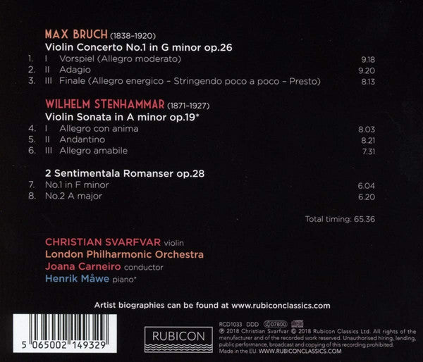 Max Bruch / Wilhelm Stenhammar, Christian Svarfvar, London Philharmonic Orchestra, Joana Carneiro, Henrik Måwe : Bruch & Stenhammar (CD, Album)